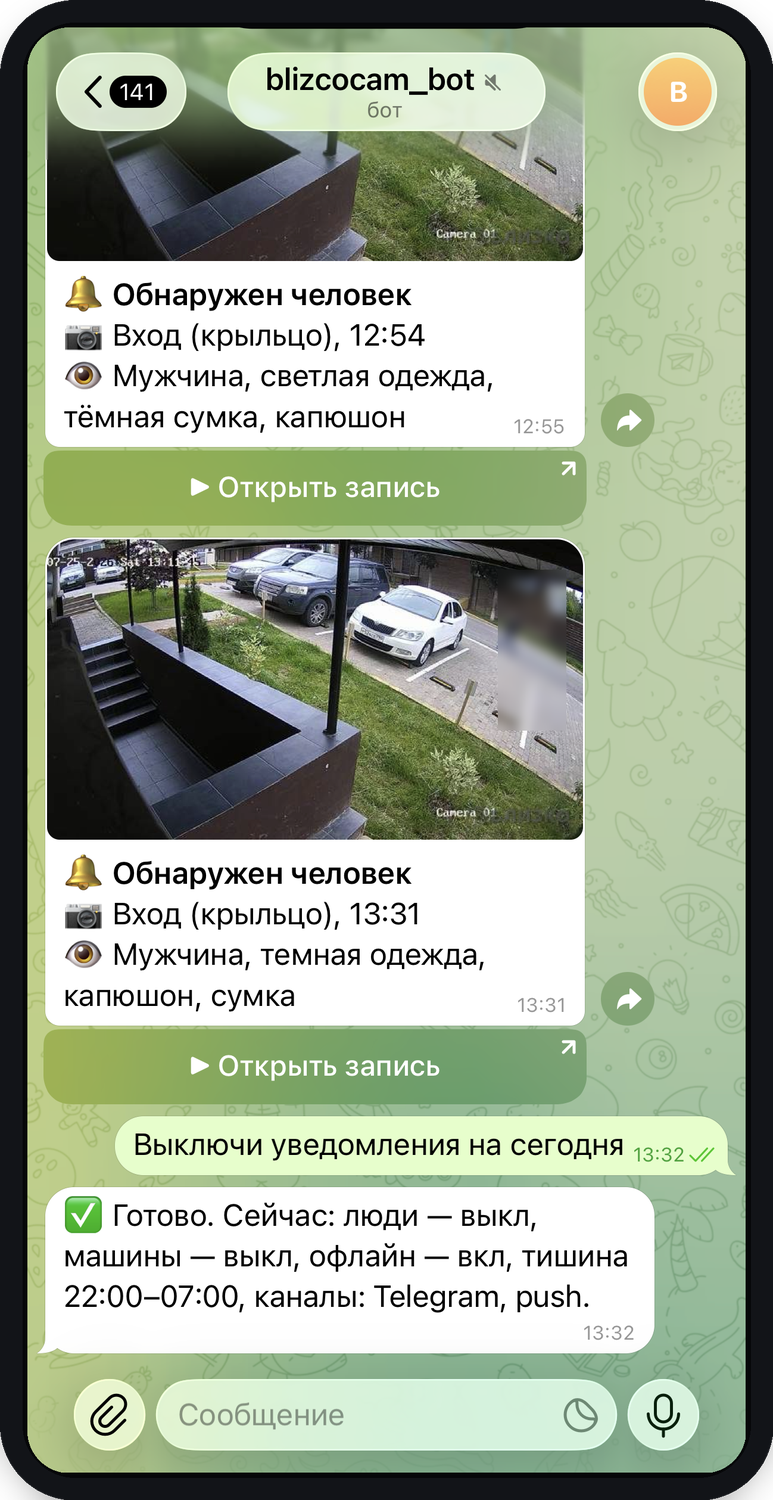 Уведомление в Telegram с описанием события